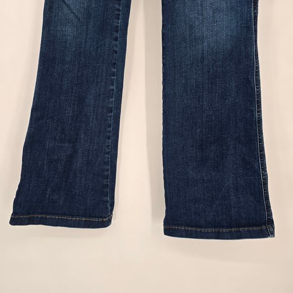 Spanx Women's Pull On Dark Wash Back Pockets Wide Leg Flare Jeans Size XL - Picture 7 of 11